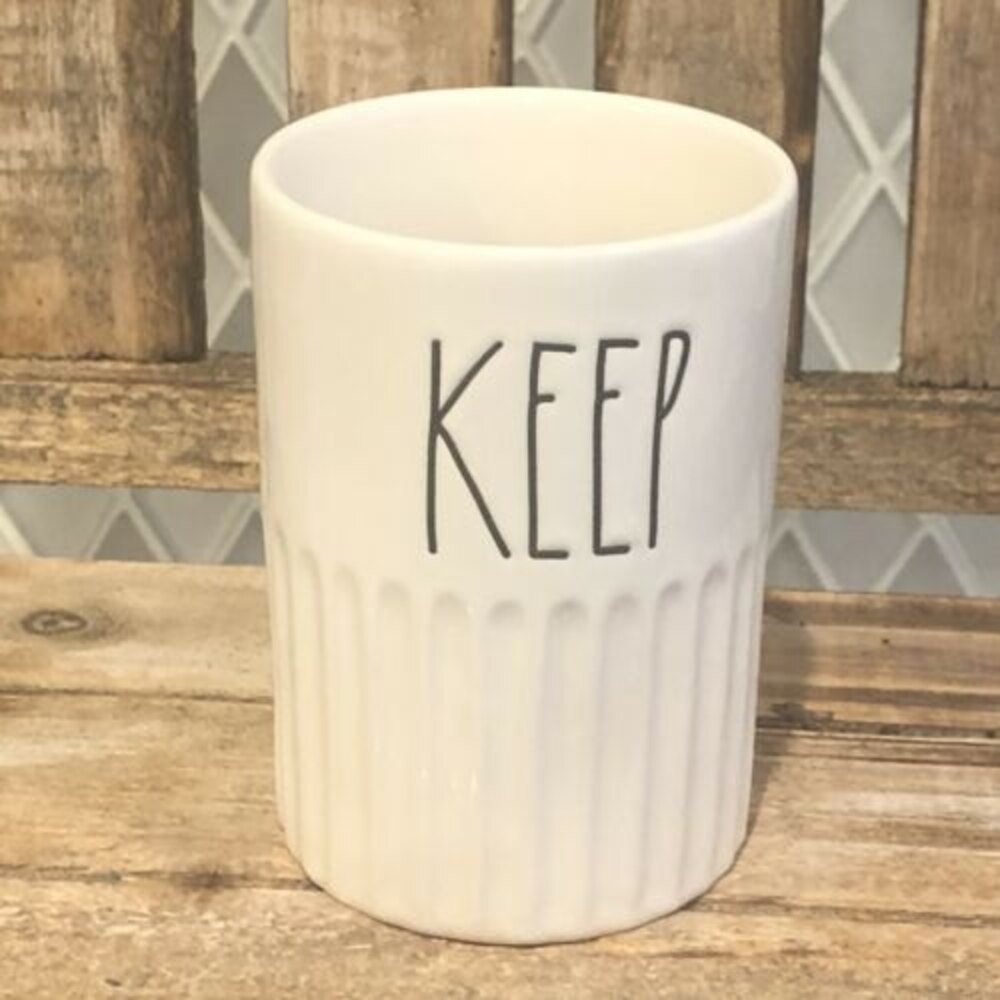 Rae Dunn Pleated Ribbed KEEP Container Holder Cup